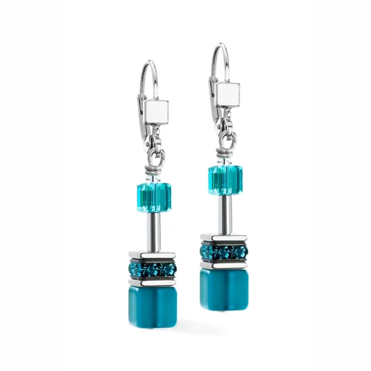 COEUR DE LION náušnice GeoCUBE Iconic Teal silver náušnice 2838-20-0624