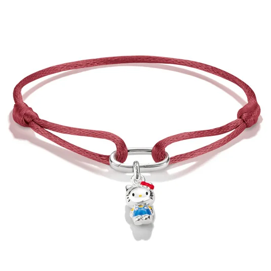 THOMAS SABO CONNECT červený textilní náramek s přívěskem Hello Kitty náramek A2245-M07-10