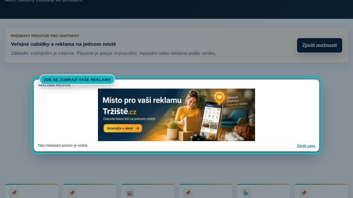 Náhled stránky Pro firmy se zvýrazněnou pozicí Pro firmy / dodavatelé banner